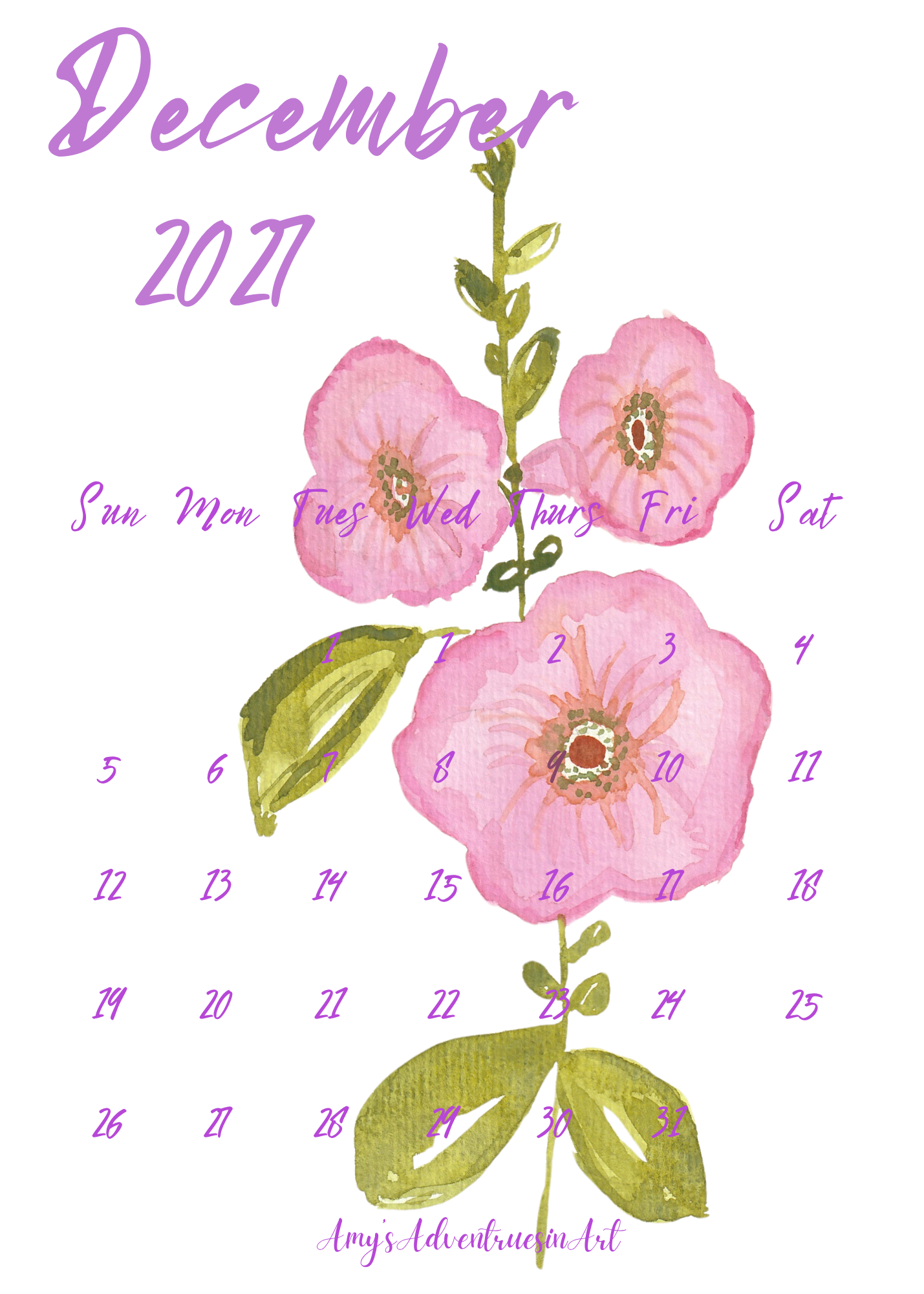 2027 Flower Desk Calendar Refill