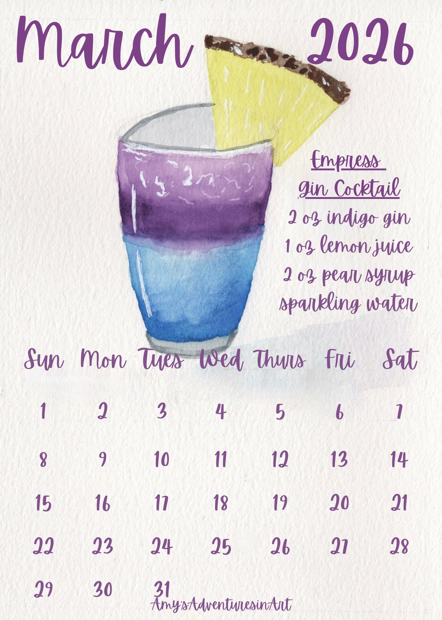 Cocktail Recipe Calendar