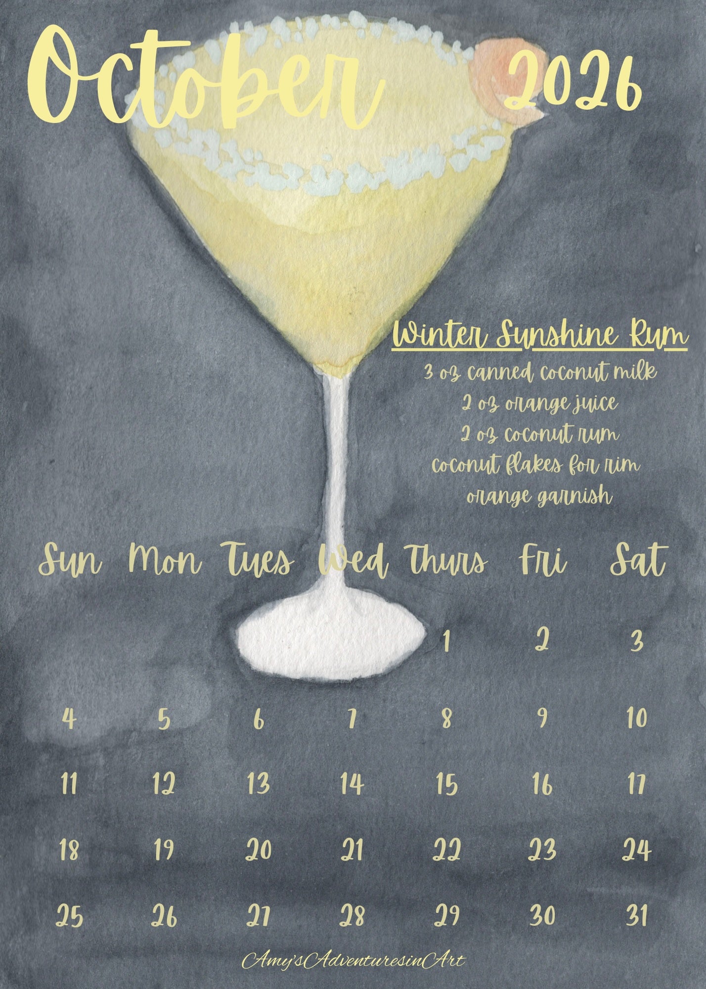 Cocktail Recipe Calendar