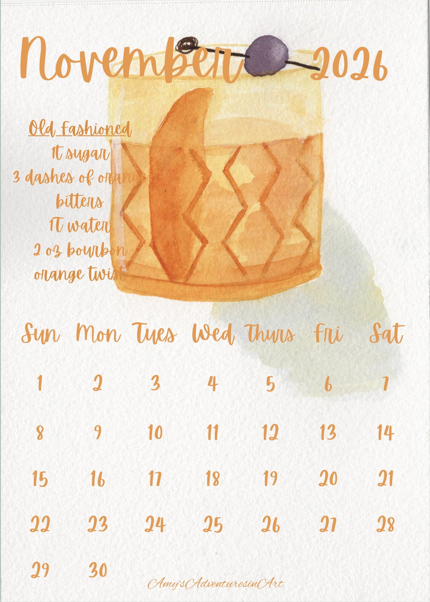 Cocktail Recipe Calendar