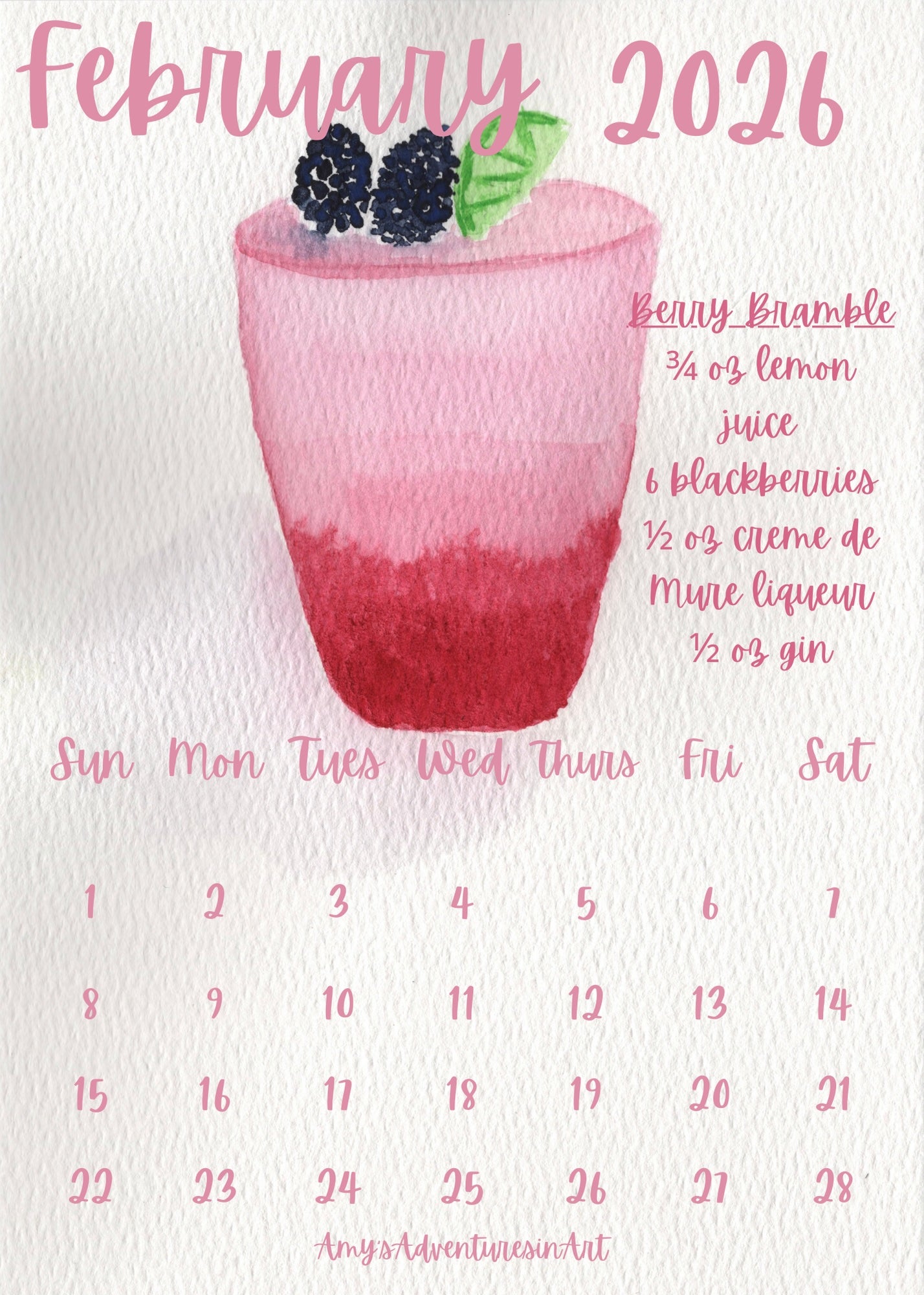 Cocktail Recipe Calendar