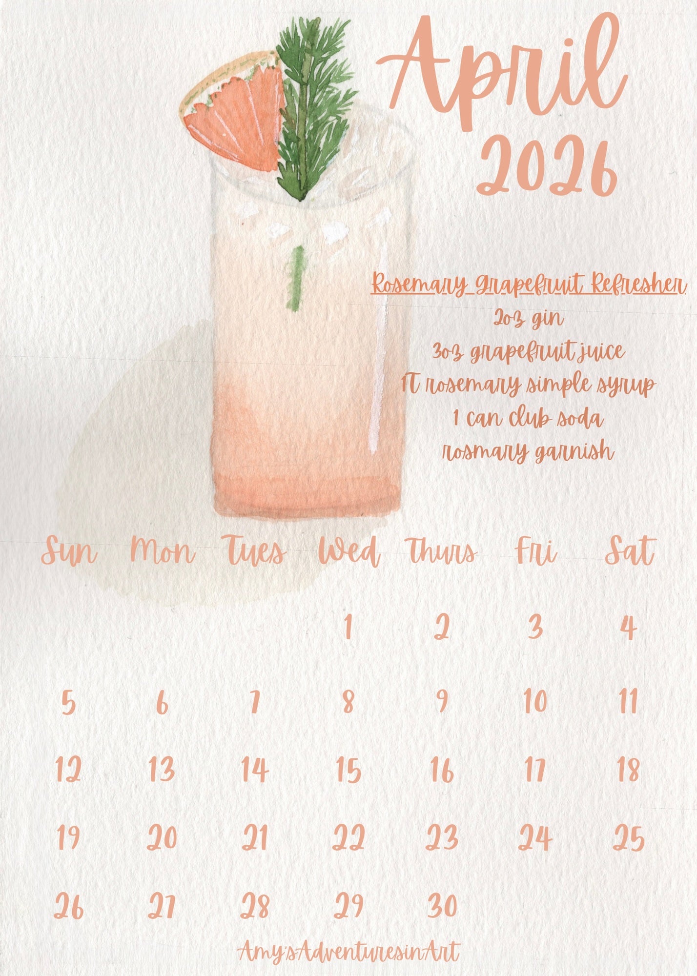 Cocktail Recipe Calendar