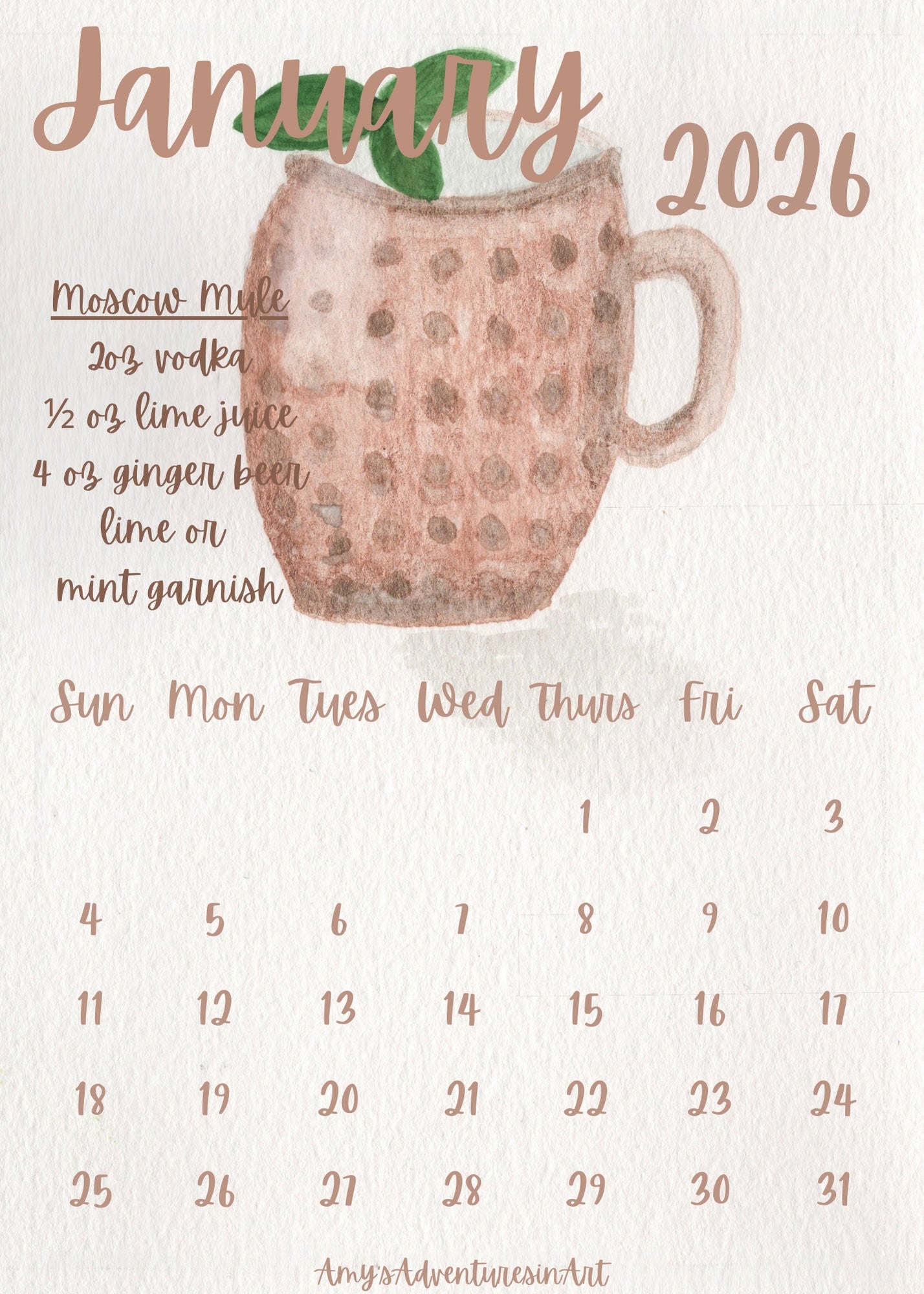 Cocktail Recipe Calendar