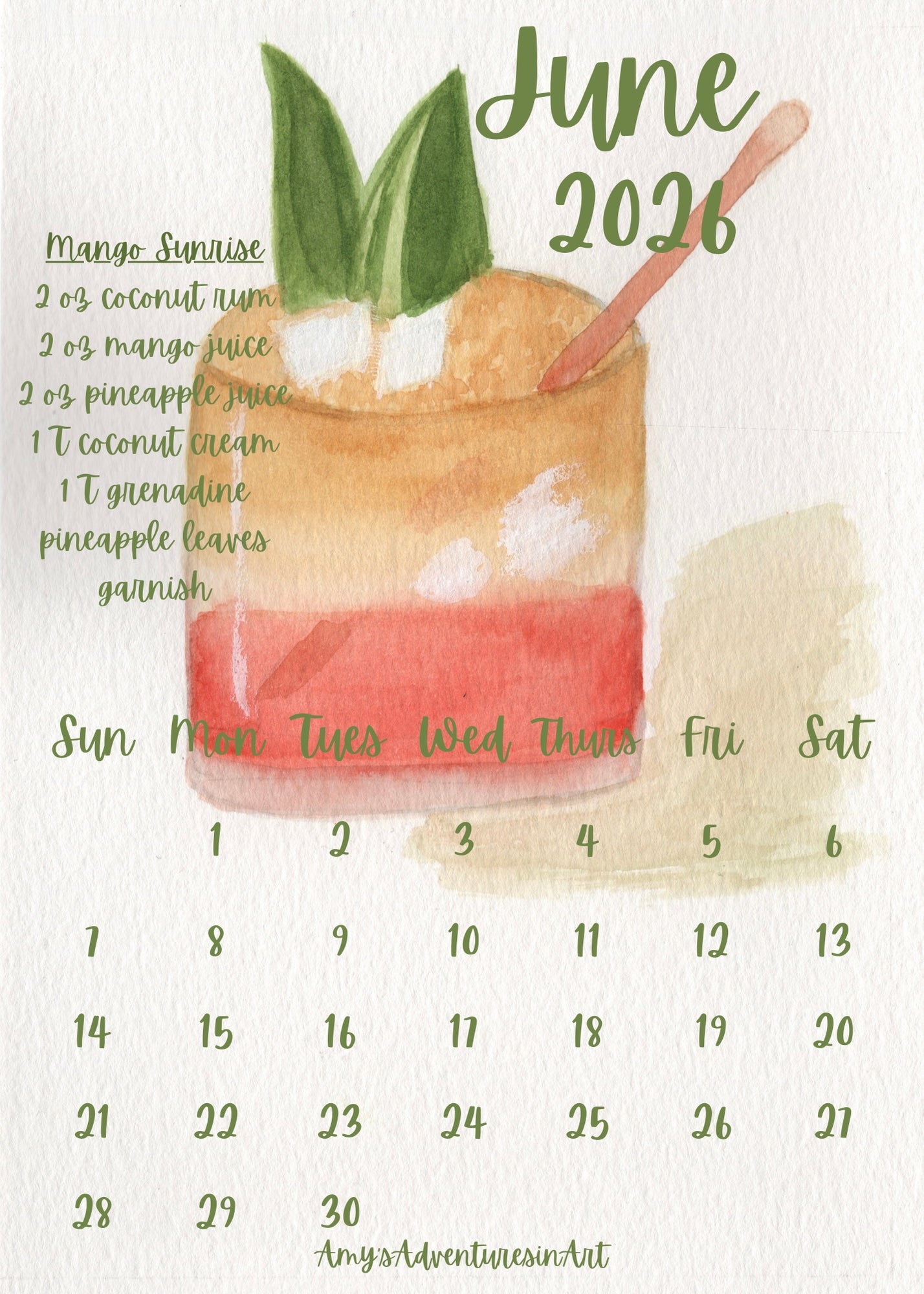 Cocktail Recipe Calendar