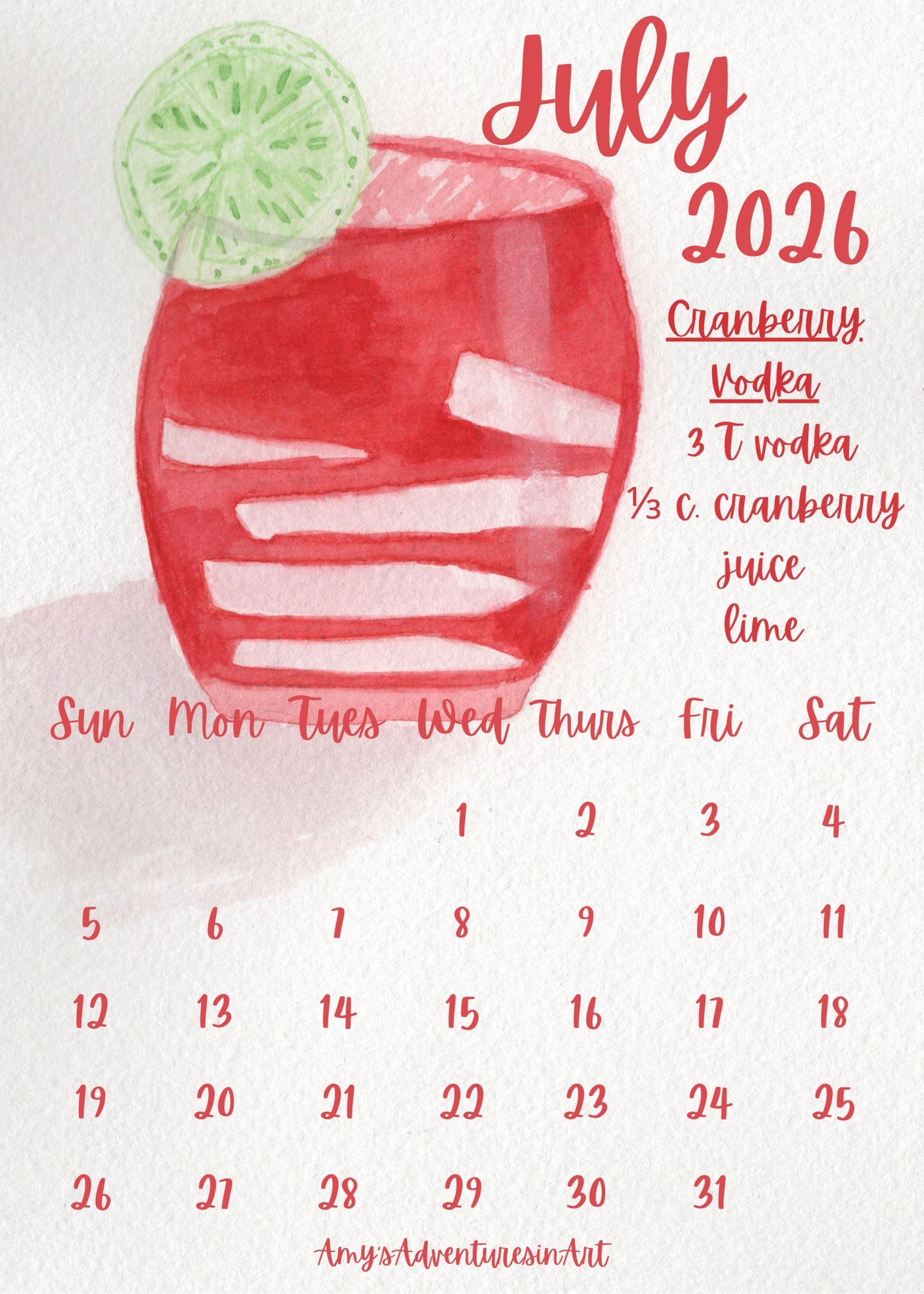 Cocktail Recipe Calendar