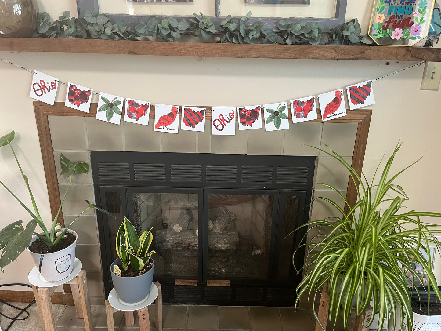 Scarlet and Gray Ohio Garland