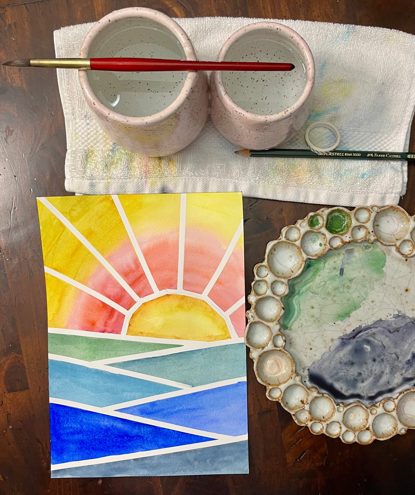 Lined Sunset Watercolor Class