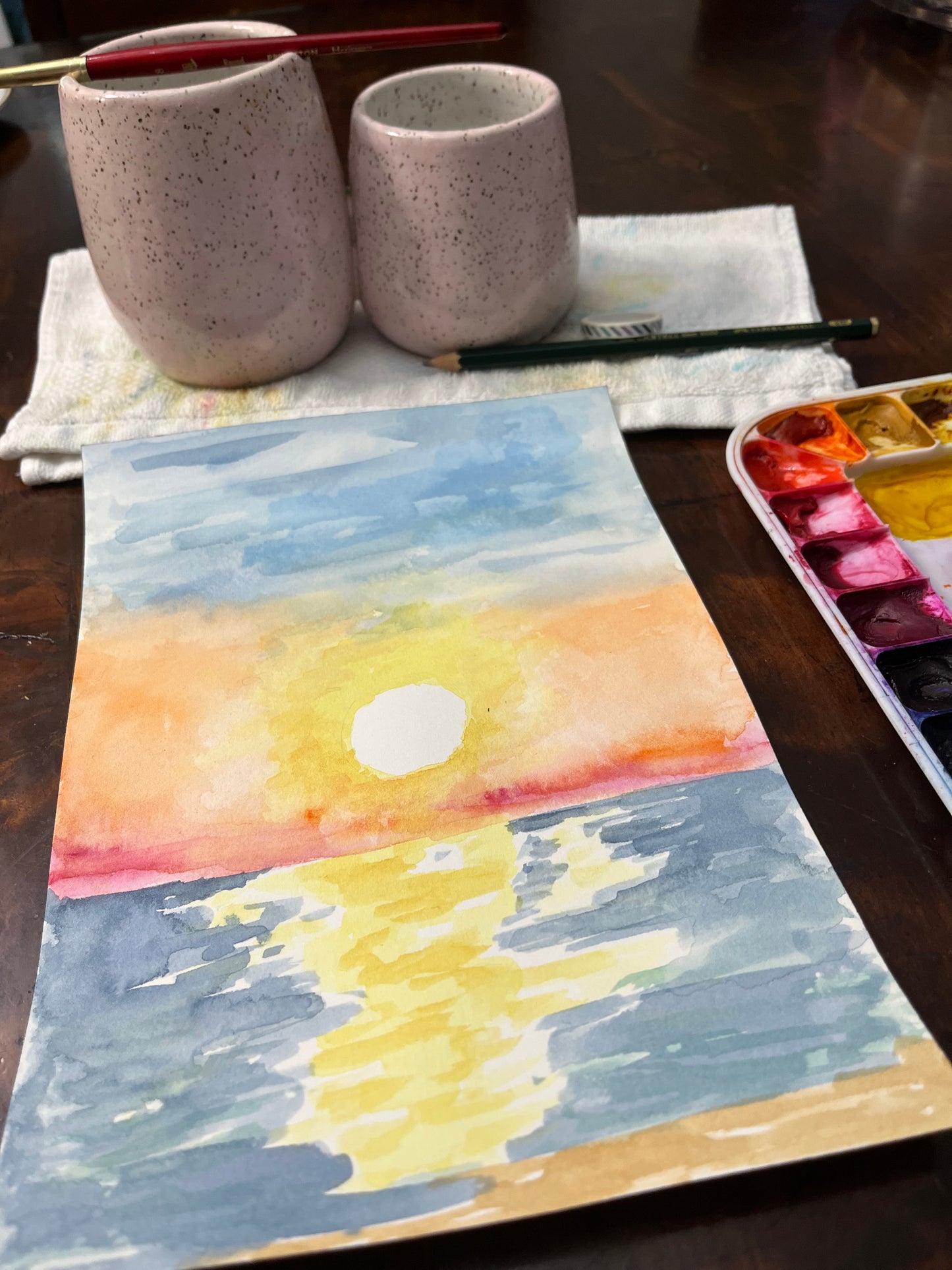 Ocean Sunset Watercolor Class