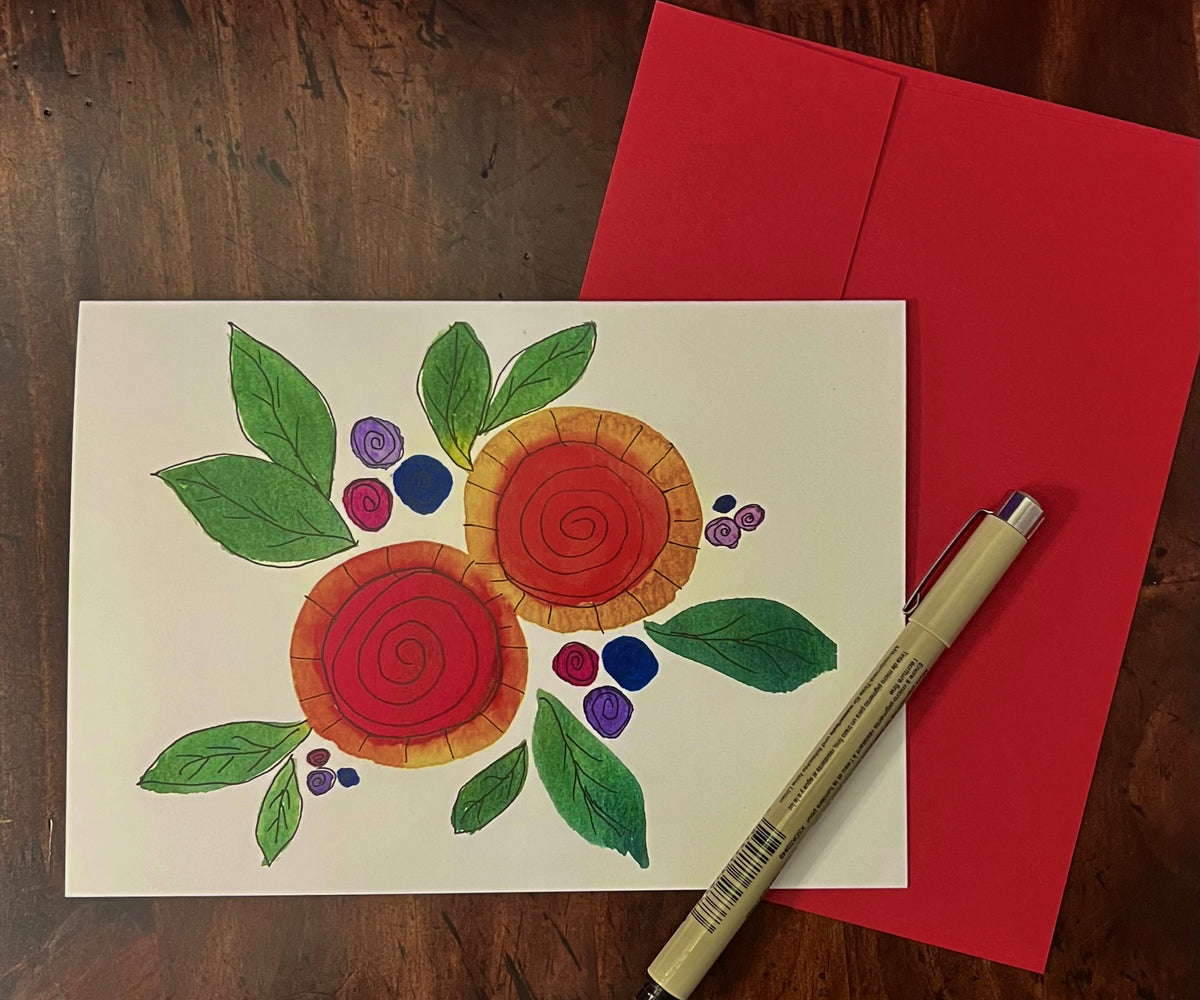 Spiral Flowers Red and Orange