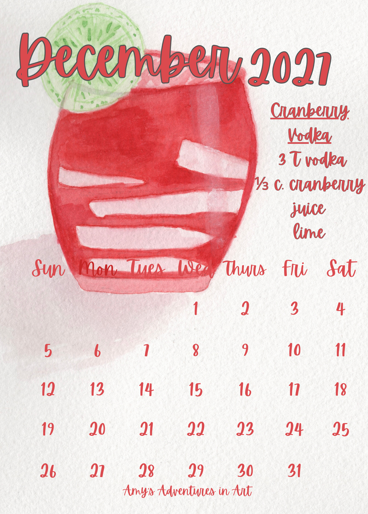 2027 Cocktail Recipe Desk Calendar