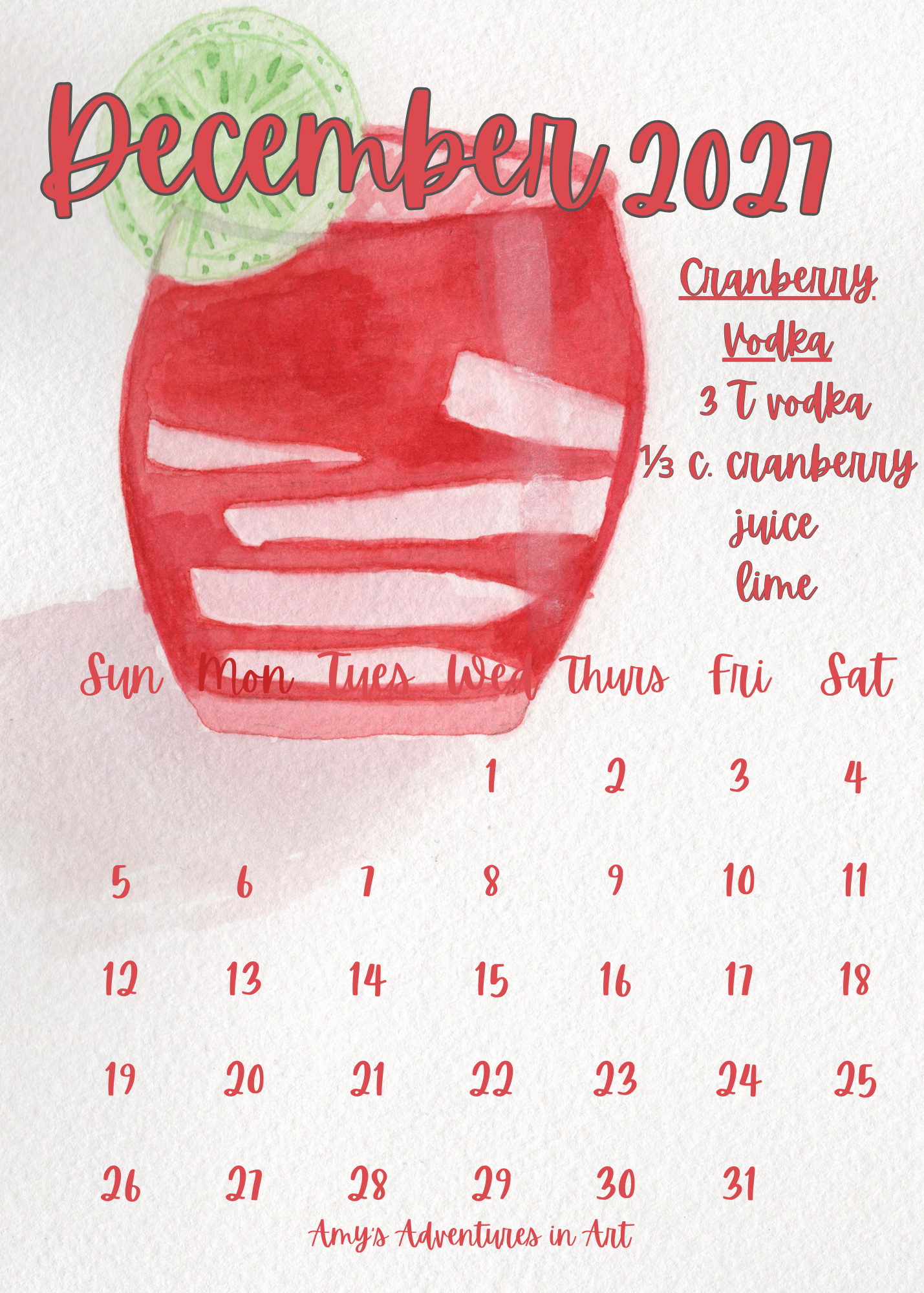 2027 Cocktail Recipe Desk Calendar
