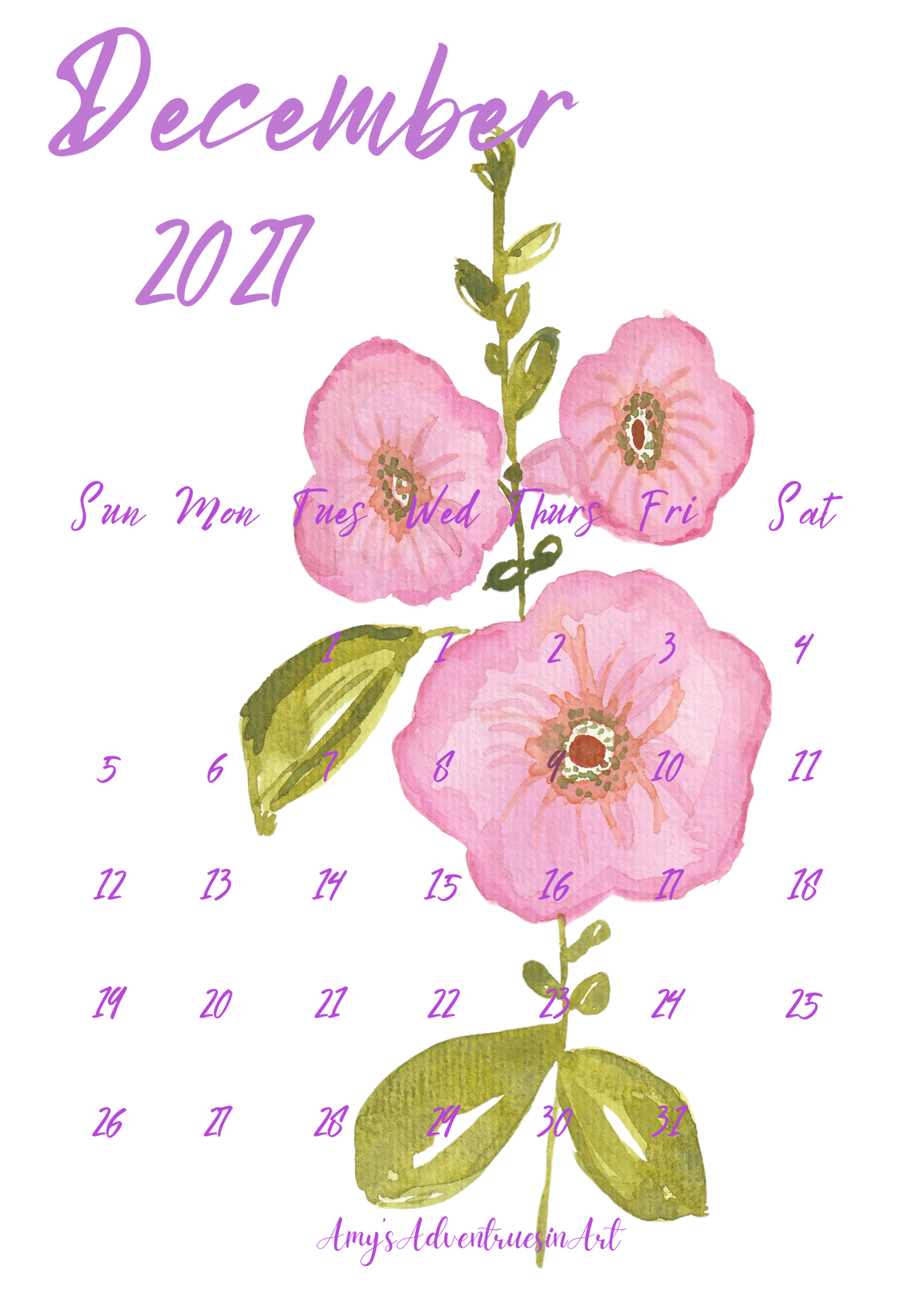 2027 Flower Desk Calendar
