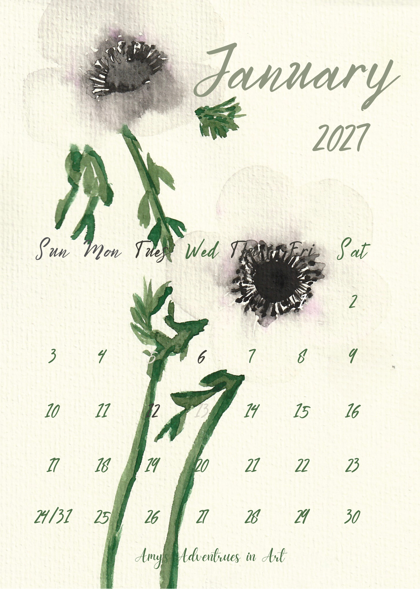 2027 Flower Desk Calendar