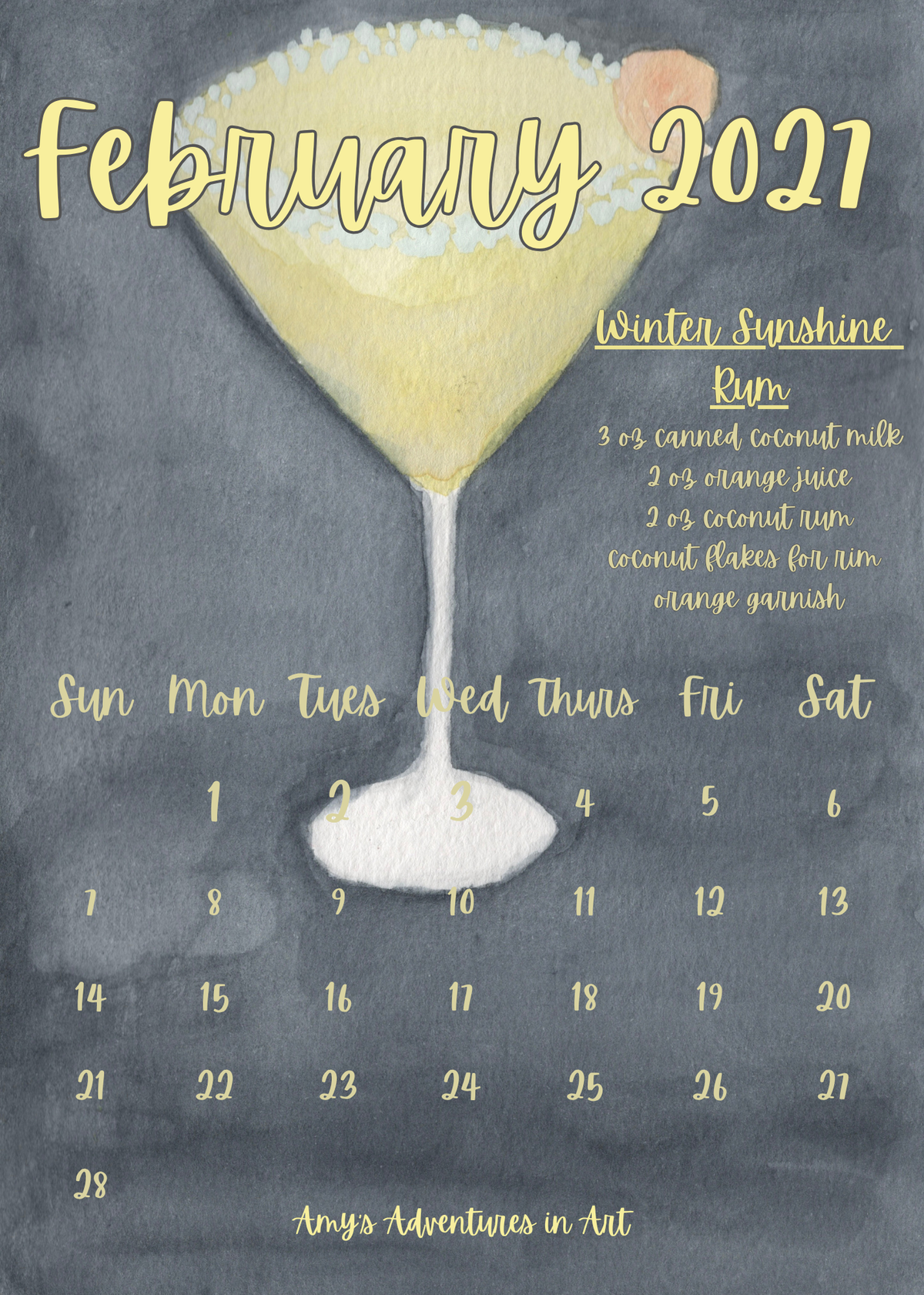 2027 Cocktail Recipe Desk Calendar