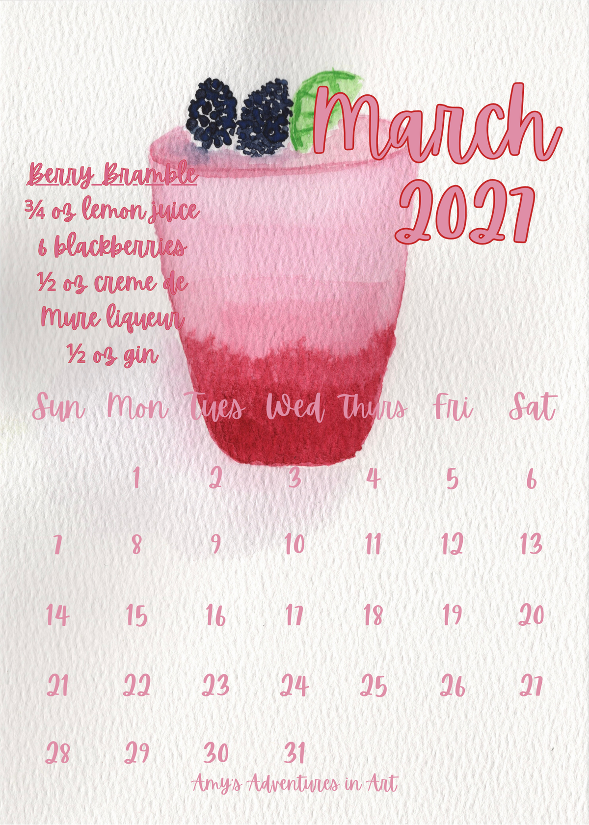 2027 Cocktail Recipe Desk Calendar