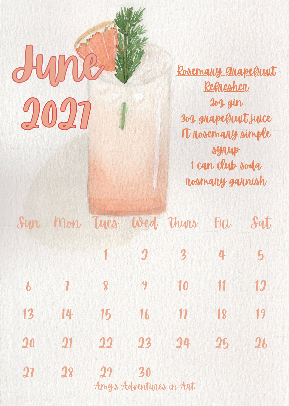 2027 Cocktail Recipe Desk Calendar