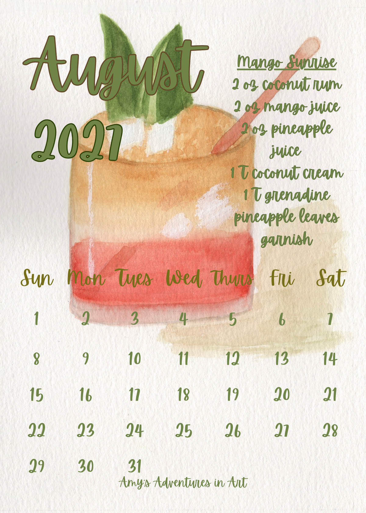 2027 Cocktail Recipe Desk Calendar