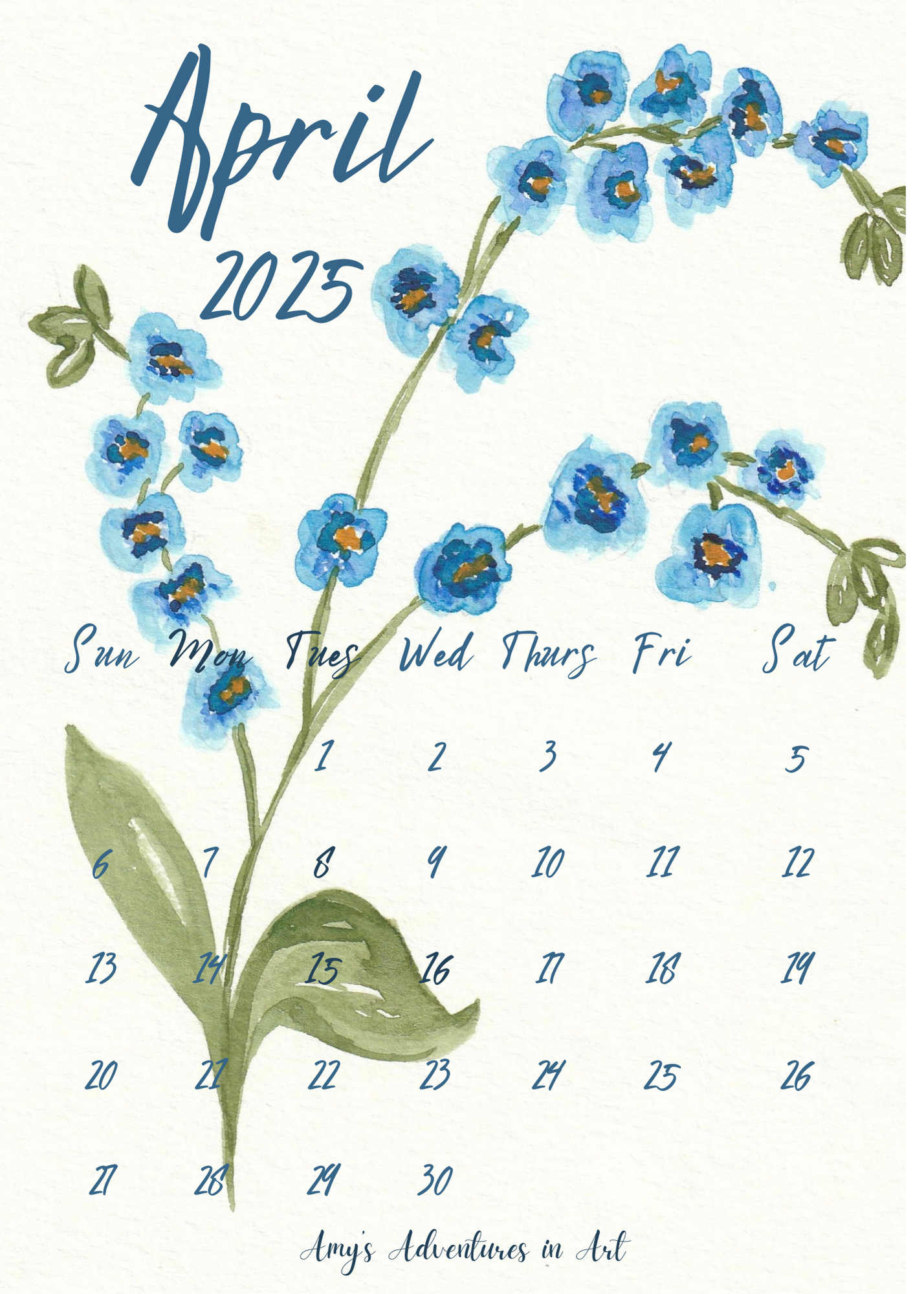 2025 Desk Calendar Watercolor Flowers