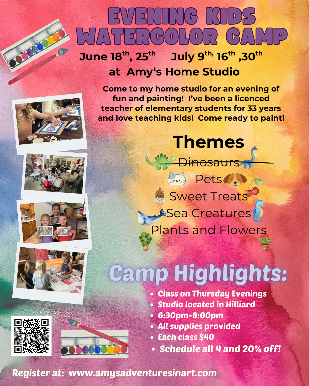 Evening Kids Watercolor Camp