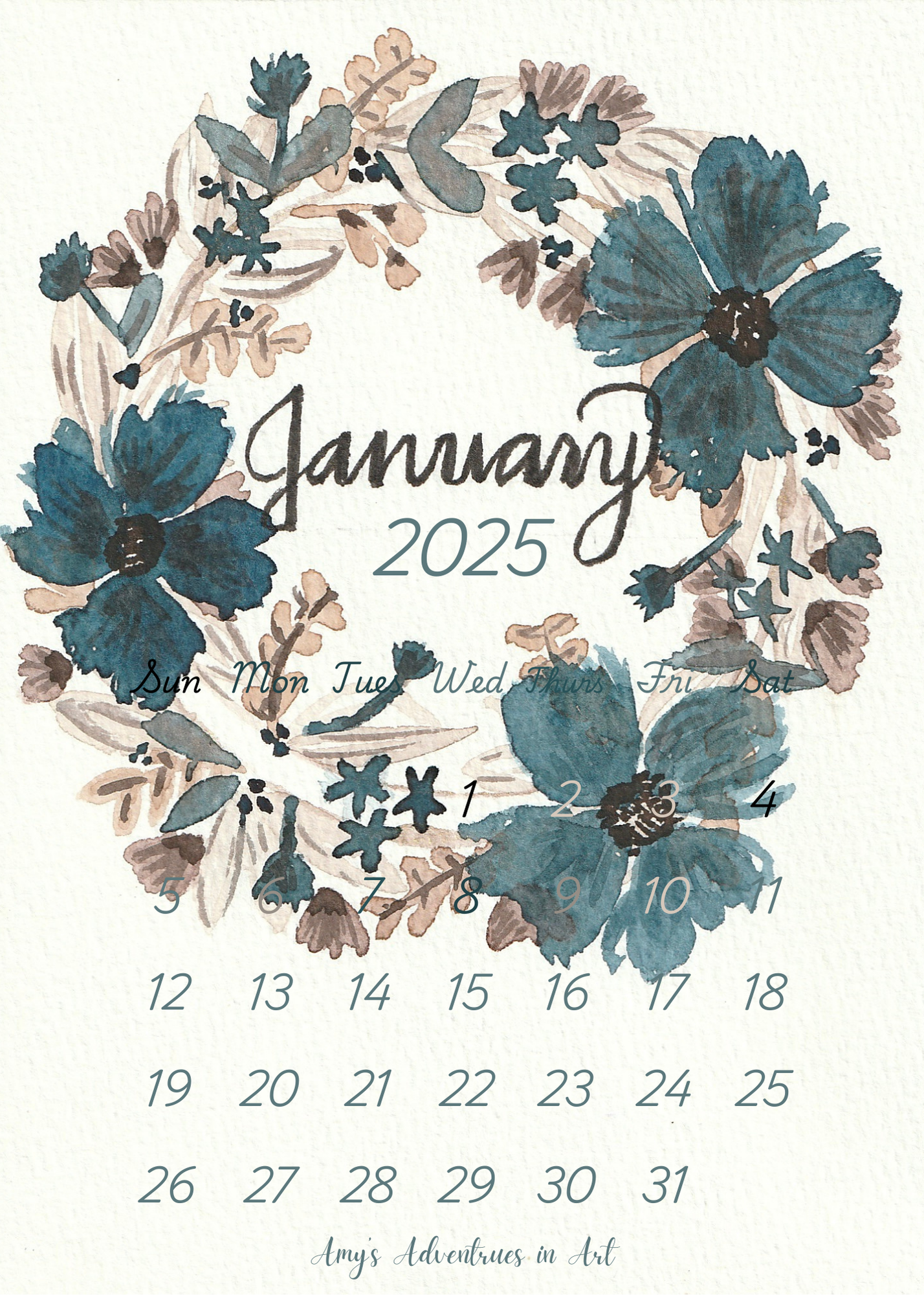 2025 Desk Wreath Calendar