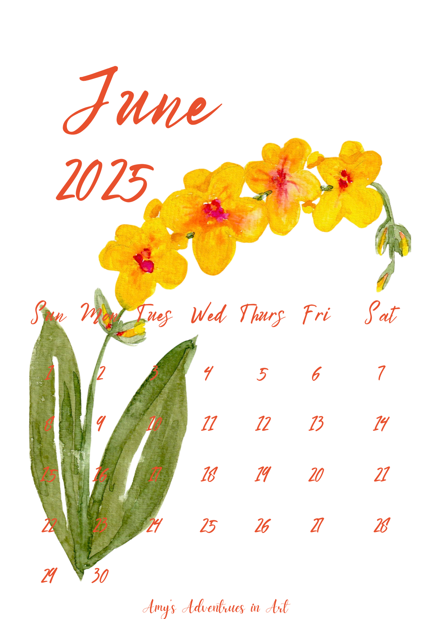 2025 Desk Calendar Watercolor Flowers