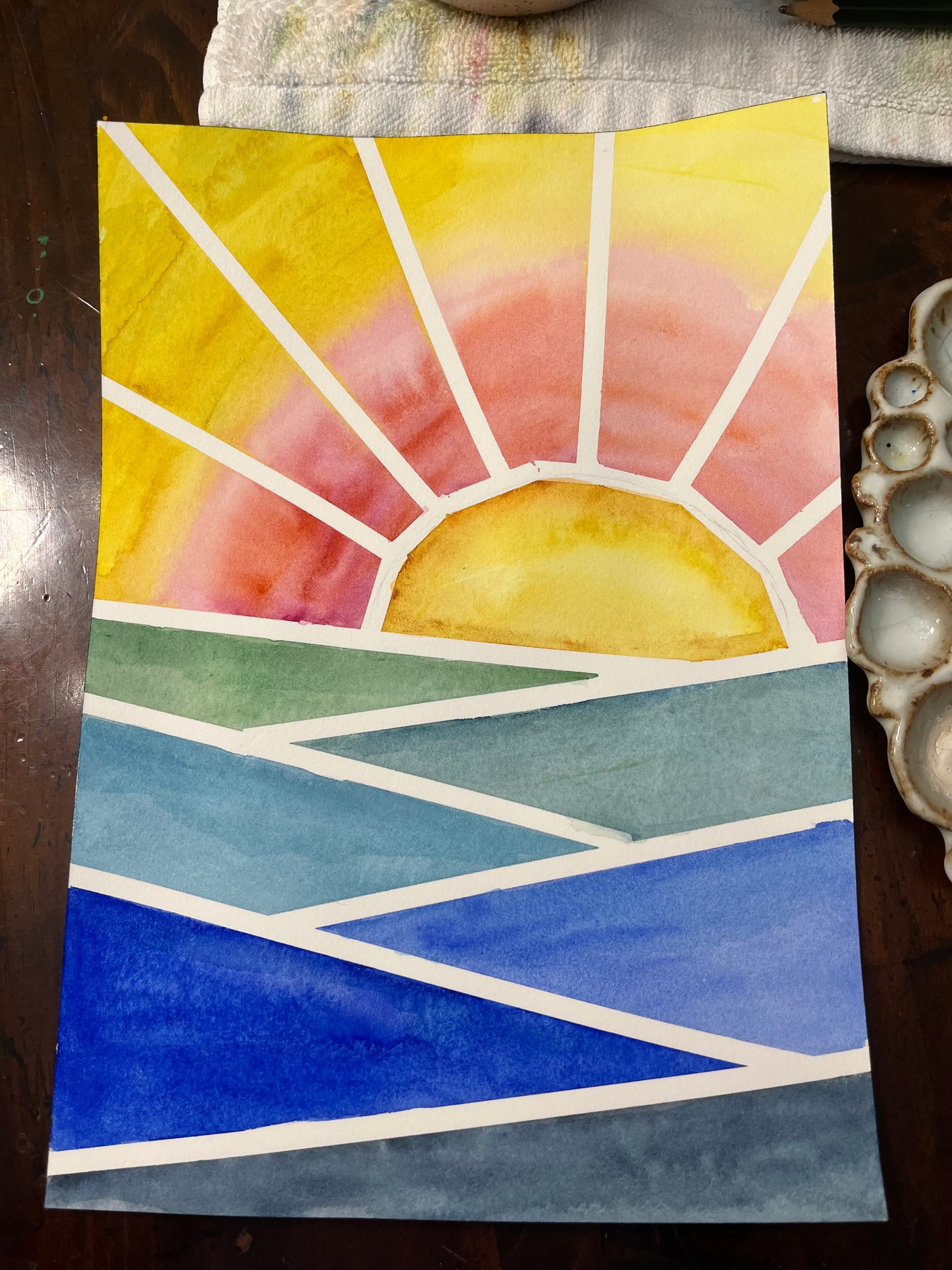 Lined Sunset Watercolor Class