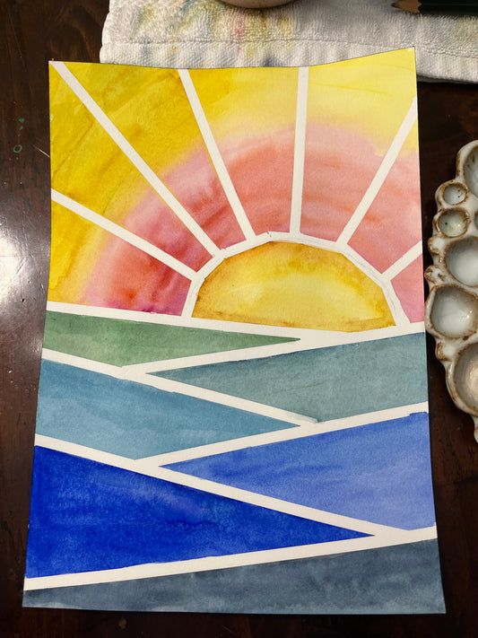 Lined Sunset Watercolor Class