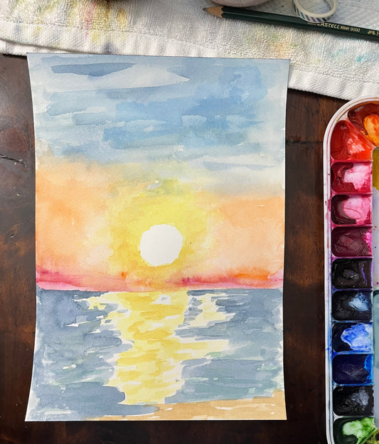 Ocean Sunset Watercolor Class