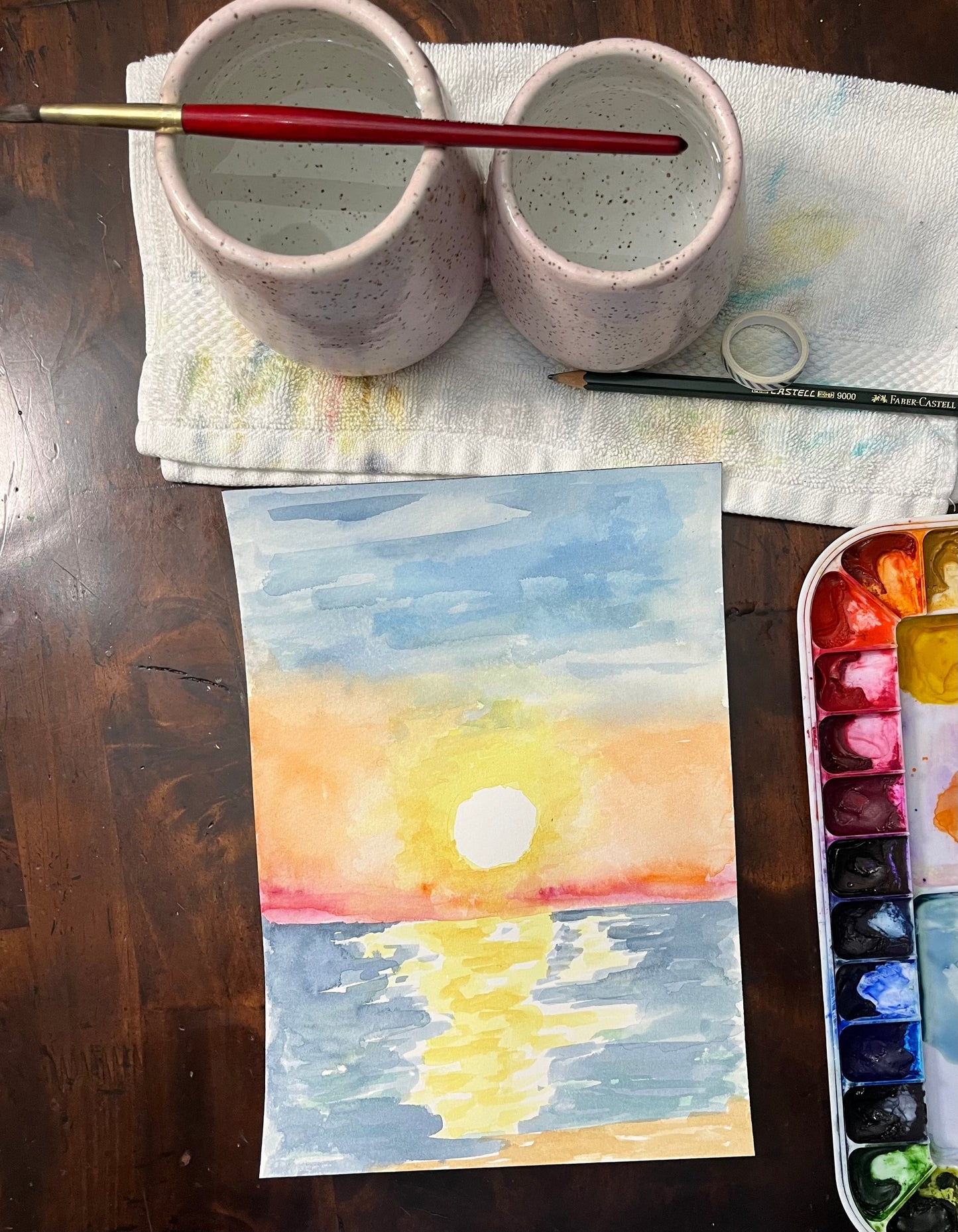 Ocean Sunset Watercolor Class