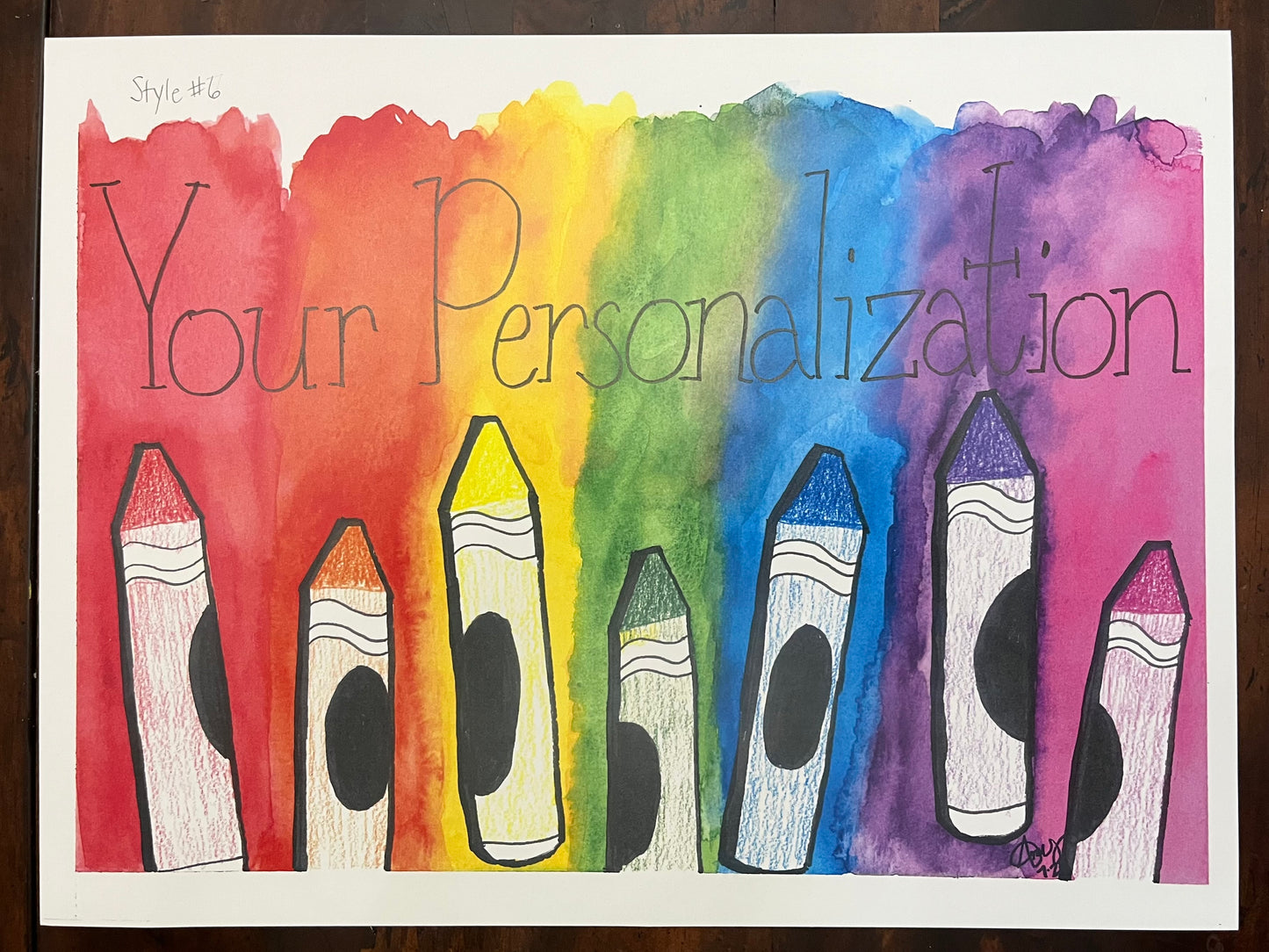 Rainbow Crayons Personalized Sign