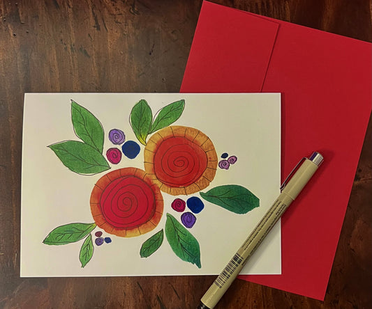 Spiral Flowers Red and Orange
