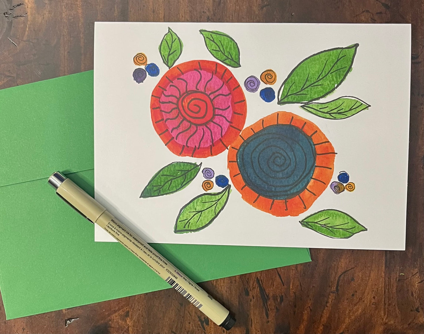 Spiral Flowers Pink and Blue
